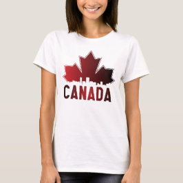 Canada Skyline Gradient Maple Leaf Patriotic T-Shirt