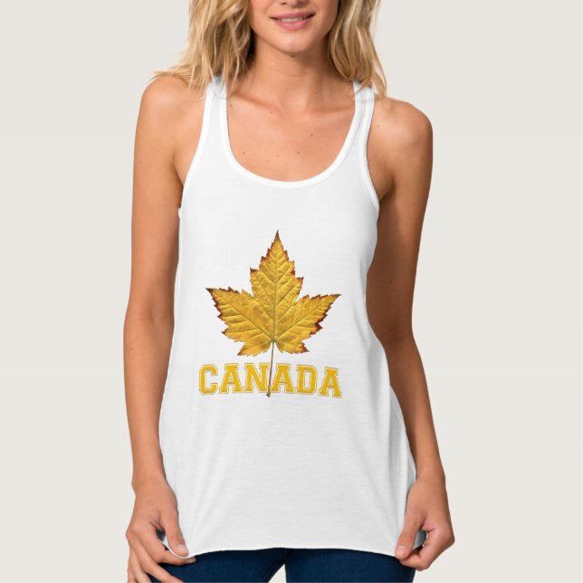Canada Souvenir Débardeur Feuille jaune Femmes Can (Devant)