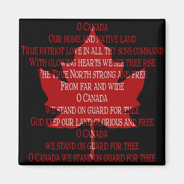 Canada Souvenir Kühlschrankmagnet Canada Anthem Ma (Vorne)