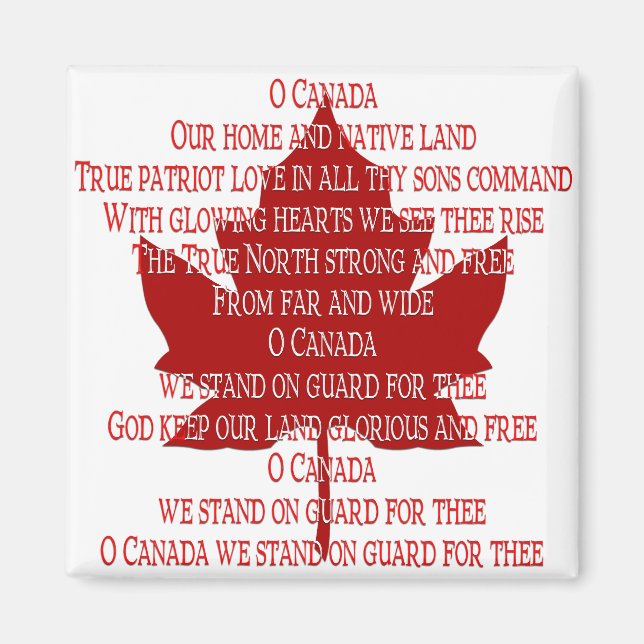 Canada Souvenir Kühlschrankmagnet Canada Anthem Ma (Vorne)
