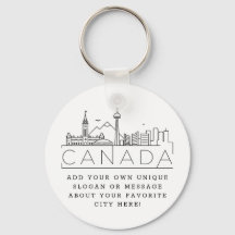Canada Stylized Skyline Custom Slogan Schlüsselanh