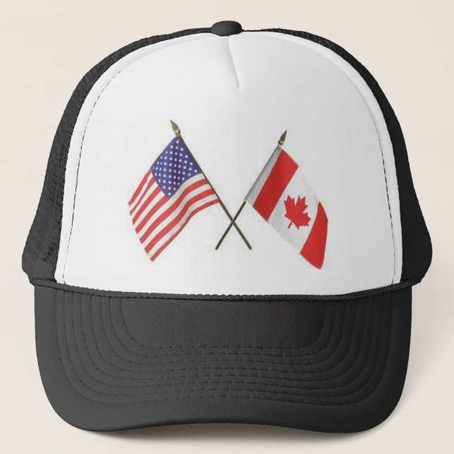 Canada/USA Flaggen-Hut Truckerkappe (Vorderseite)