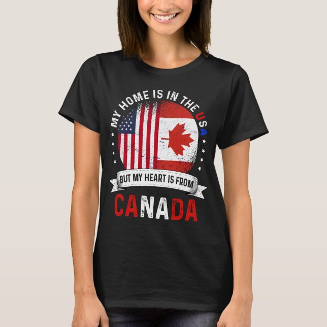 Canadian American Flag Canadian Roots USA Citizen T-Shirt (Vorderseite)