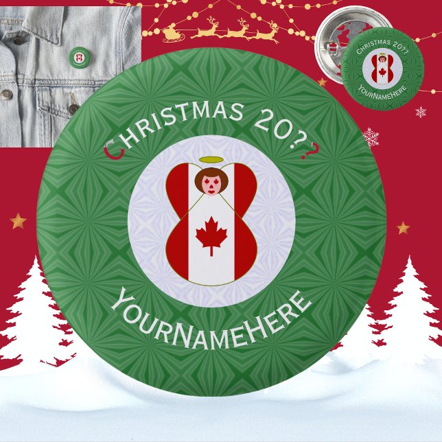 Canadian Angel Weihnachtsflagge Personalisiert Button (Von Creator hochgeladen)