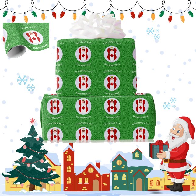 Canadian Angel Weihnachtsflagge Personalisiert Geschenkpapier (Von Creator hochgeladen)