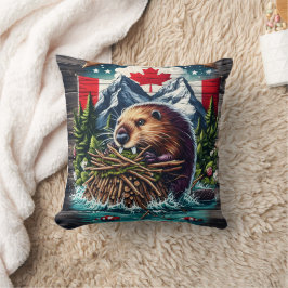 Canadian Beaver by Snowy Peaks Kissen
