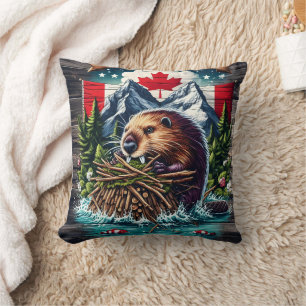 Canadian Beaver by Snowy Peaks Kissen