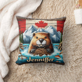 Canadian Beaver Gebäude ein Damm im Gebirgsbach Kissen
