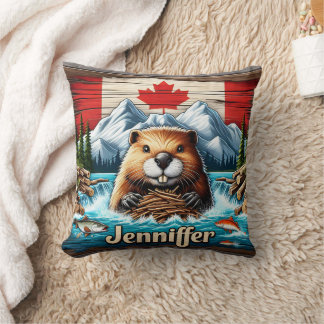 Canadian Beaver Gebäude ein Damm im Gebirgsbach Kissen