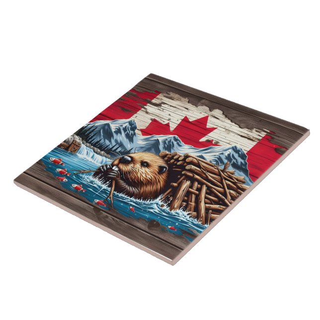 Canadian Beaver Gebäude Lounge am Wasser Fliese (Seite)