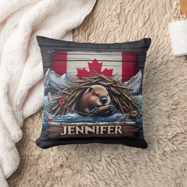 Canadian Beaver Gebäude Staudamm in der Nähe der B Kissen (Decke)