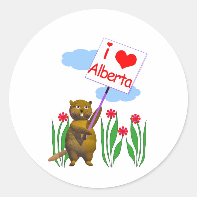 Canadian Beaver Lieben Alberta Runder Aufkleber (Vorderseite)