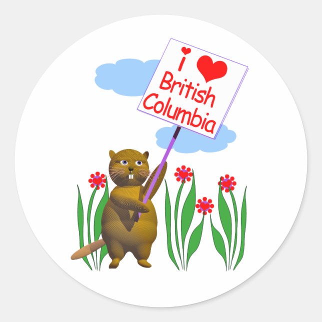 Canadian Beaver Lieben British Columbia Runder Aufkleber (Vorderseite)