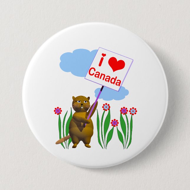 Canadian Beaver Lieben Kanada Button (Vorderseite)