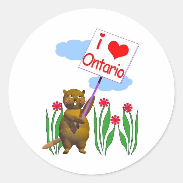 Canadian Beaver Lieben Ontario Runder Aufkleber (Vorderseite)