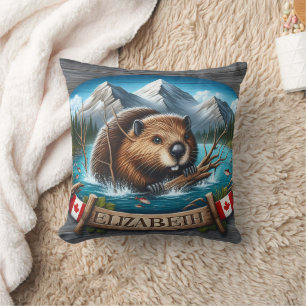 Canadian Beaver Schwimmen im Bergsee Kissen