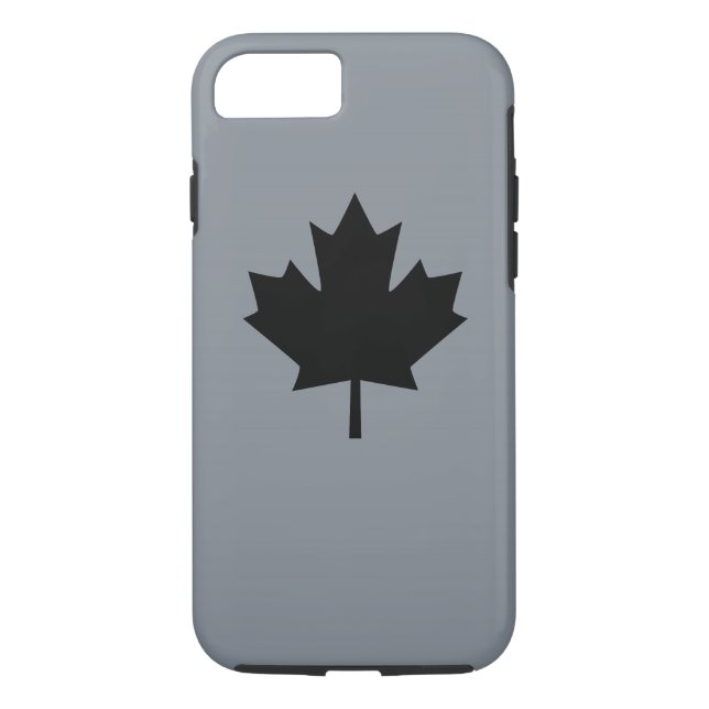 Canadian Black Maple Leaf auf Grau Case-Mate iPhone Hülle (Rückseite)