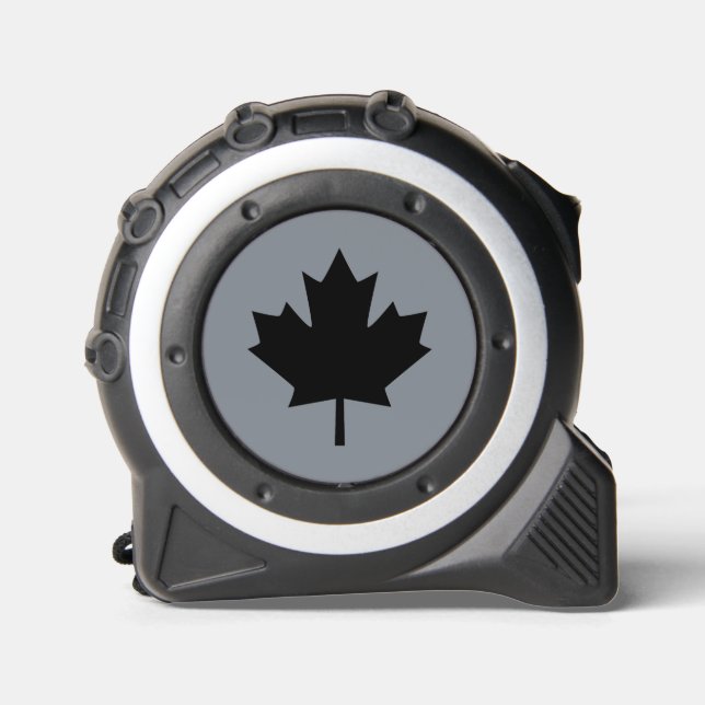 Canadian Black Maple Leaf auf Grau Maßband (Vorderseite)