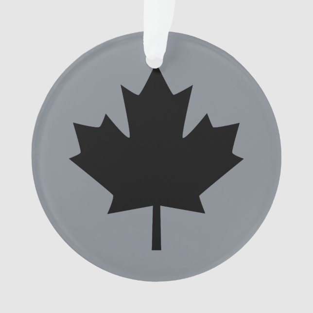 Canadian Black Maple Leaf auf Grau Ornament (Vorderseite)