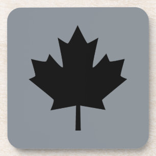 Canadian Black Maple Leaf auf Grau Untersetzer