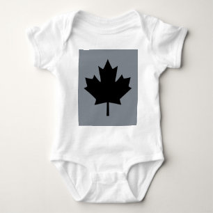 Canadian Black Maple Leaf Design Baby Strampler