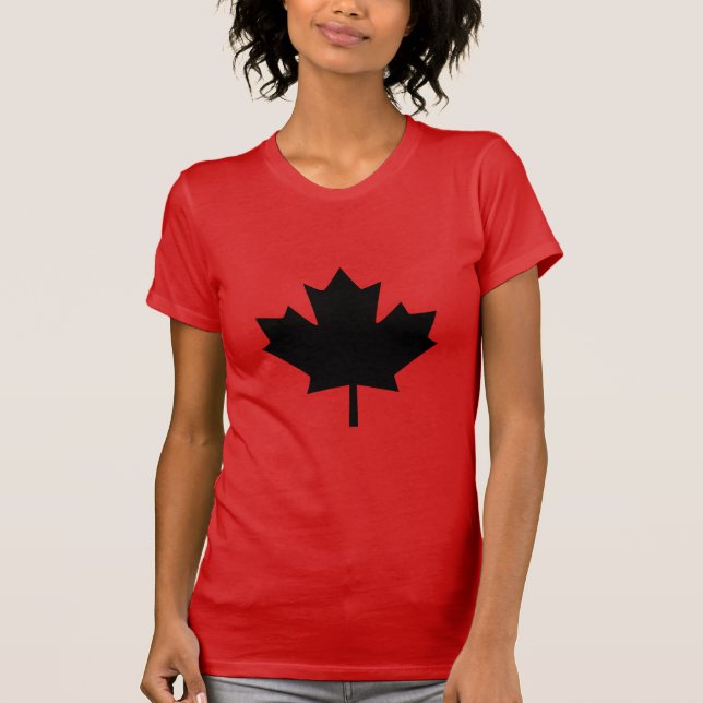 Canadian Black Maple Leaf Design T-Shirt (Vorderseite)