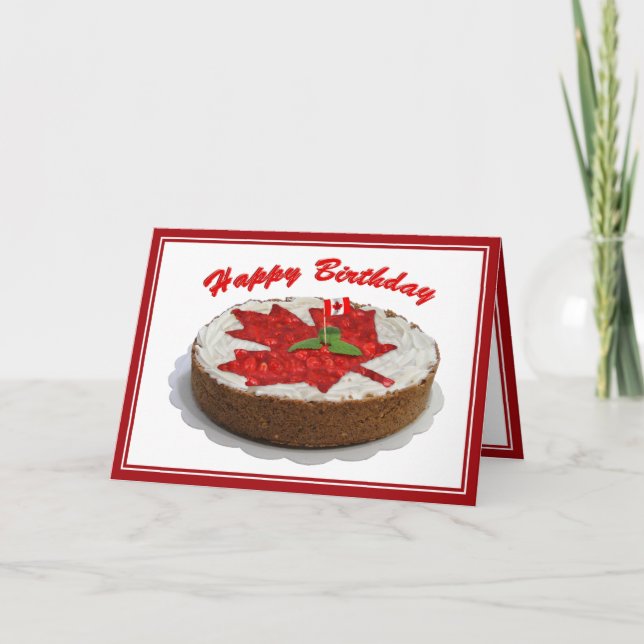 Canadian Cherry Maple Leaf Birthday Cake Karte (Vorderseite)