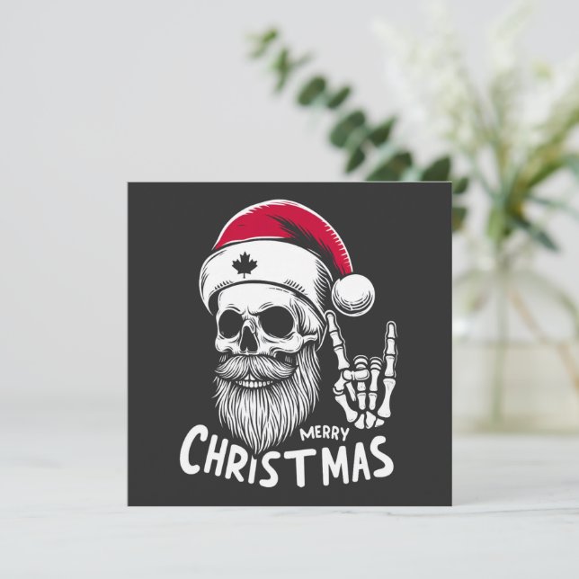 Canadian Christmas Skull Feiertagskarte (Stehend Vorderseite)