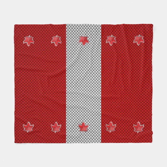 Canadian Chrome Maple Leaf auf Carbon Fibre Stilen Fleecedecke (Vorderseite (Horizontal))