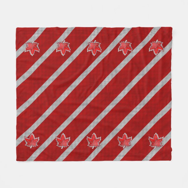 Canadian Chrome Maple Leaf auf Carbon Fibre Stilen Fleecedecke (Vorderseite (Horizontal))