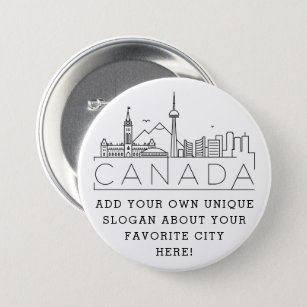 Canadian City Skyline   Benutzerdefinierter Slogan Button