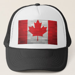 Canadian Flag Brick Wall Canada Maple Hat Truckerkappe