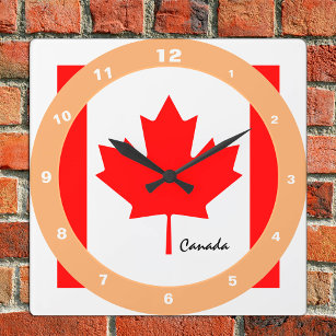 Canadian Flag, Canada trendy fashion /design clock Quadratische Wanduhr