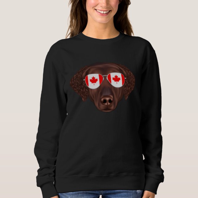 Canadian Flag Curly Coated Retriever Dog Canada Po Sweatshirt (Vorderseite)