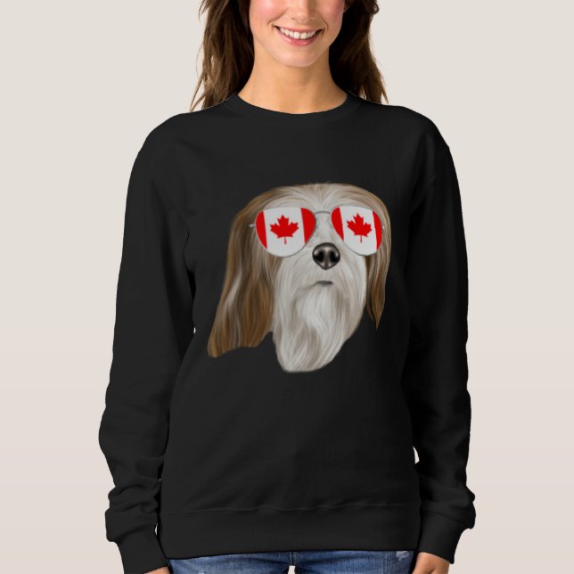 Canadian Flag Lhasa Apsos Dog Canada Pocket Sweatshirt (Vorderseite)
