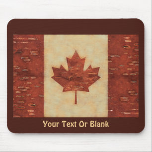 Canadian Flag On Inner Birch Bark Mousepad