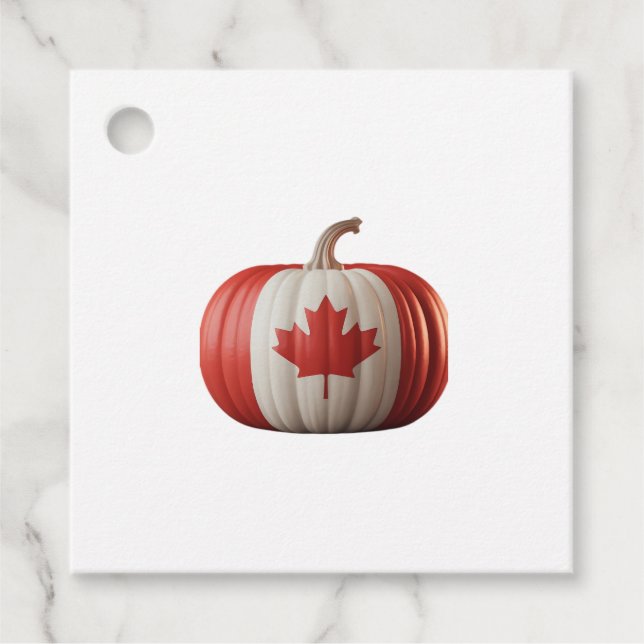 Canadian Flag Pumpkin Maple Leaf Thanksgiving Over Geschenkanhänger (Vorderseite)
