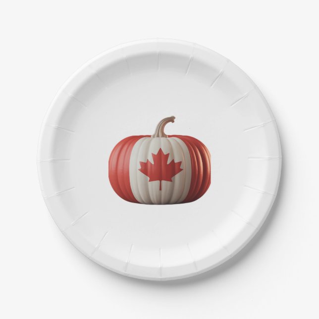 Canadian Flag Pumpkin Maple Leaf Thanksgiving Over Pappteller (Vorderseite)