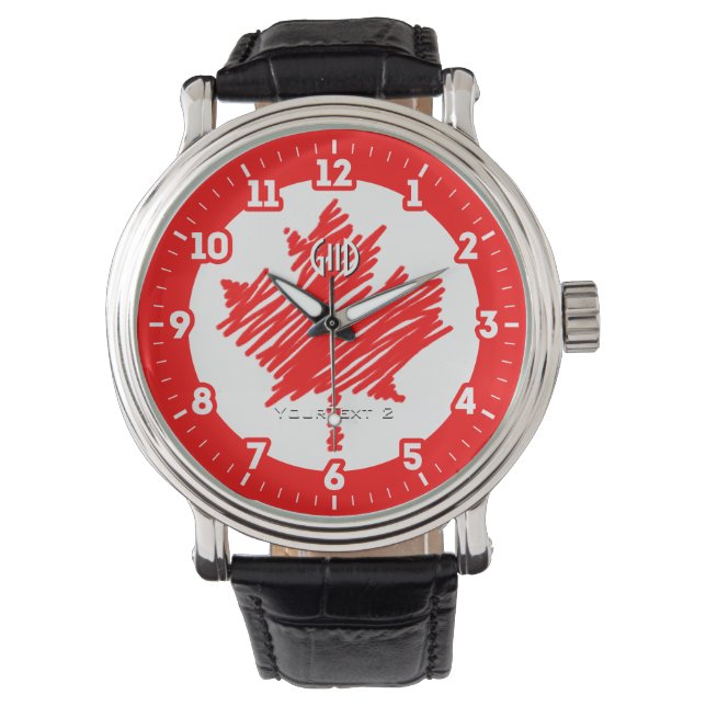 Canadian Flag Red Maple Leaf Personalisieren Sie e Armbanduhr (Vorderseite)