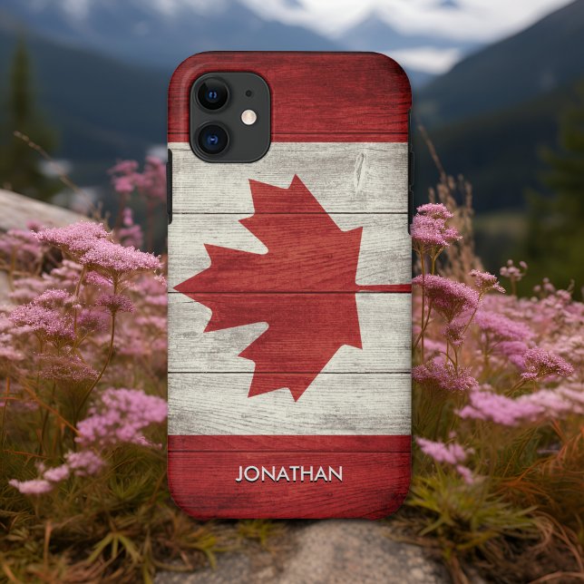 Canadian flag with customizable wooden background Case-Mate iPhone hülle (Von Creator hochgeladen)