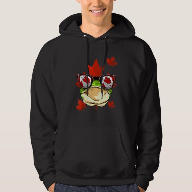 Canadian Frog Maple Tree Leaf Canada Flag Animal F Hoodie (Vorderseite)