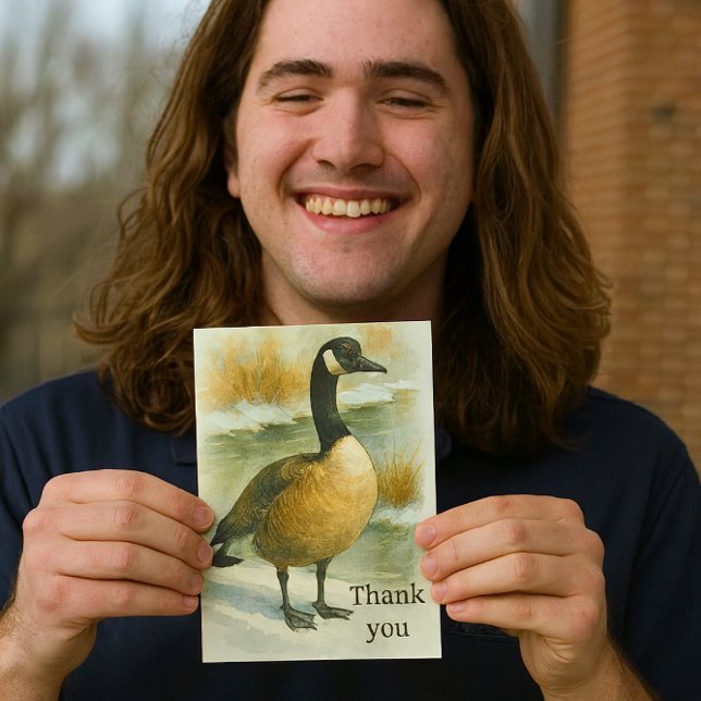 Canadian Goose Wildlife  Dankeskarte (Watercolor-like Goose Thank you card with inside message for him )