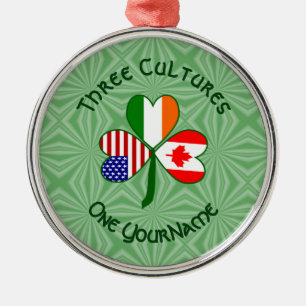 Canadian Irish American Flags Kleeblatt Ihr Name Ornament Aus Metall