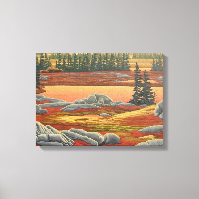 Canadian Landscape Malerei Bären Canvas Print Leinwanddruck (Vorderseite)