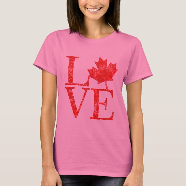 Canadian Maple Leaf LIEBE Grunge Style CANADA T-Shirt (Vorderseite)