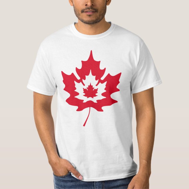 Canadian Maple Leaf - Modern Red & White T-Shirt (Vorderseite)