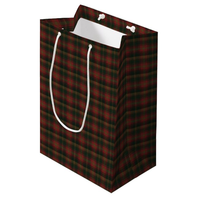 Canadian Maple Leaf Original Tartan Mittlere Geschenktüte (Vorderseite Schrägansicht)
