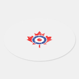 Canadian Maple Leaf Roundel Grunge Mod-Stil Ovaler Aufkleber