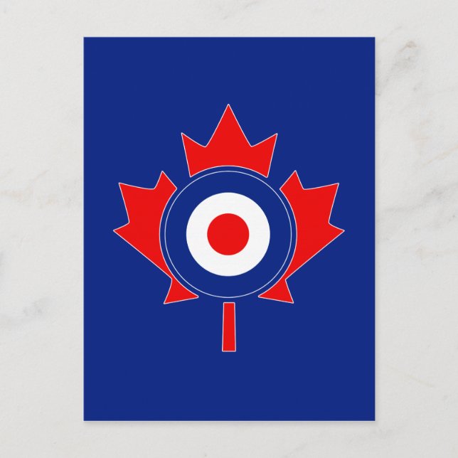 Canadian Maple Leaf Roundel Mod auf blau Postkarte (Vorderseite)