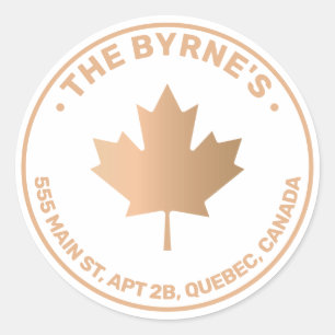 Canadian Maple Leaf Street Adresse Runder Aufkleber